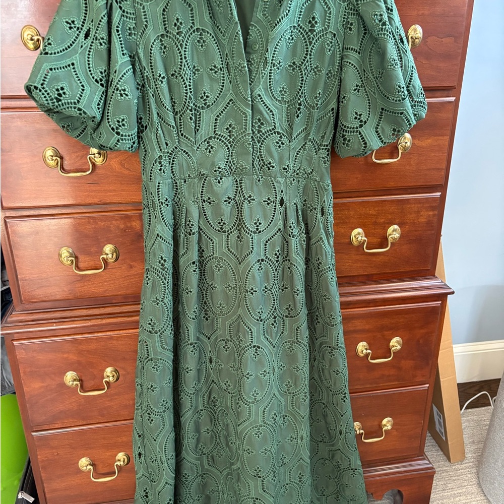 Tuckernuck Olive Green Eyelet Midi Dress